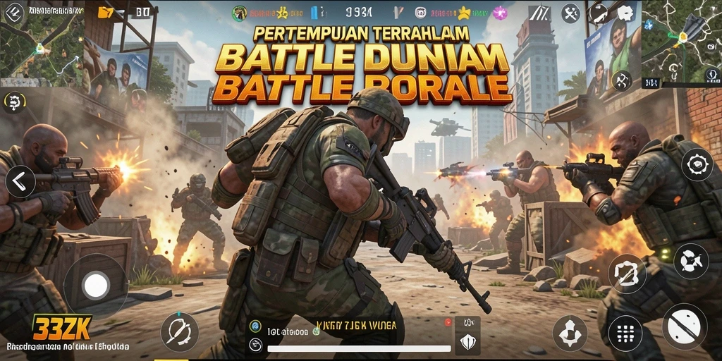 Tangkapan layar <strong>33ZK</strong> menunjukkan aksi pertempuran sengit di medan tempur Battle Royale.