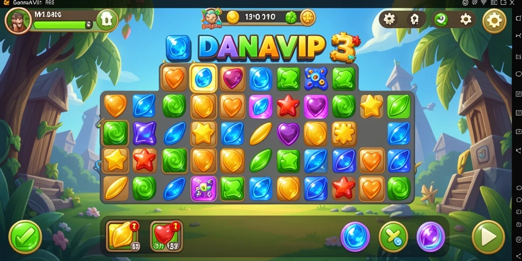 Tampilan gameplay seru dari DANAVIP dalam genre Match-3.