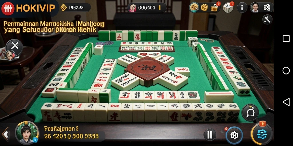 Tampilan gameplay HOKIVIP yang menarik dengan nuansa Mahjong yang kental.