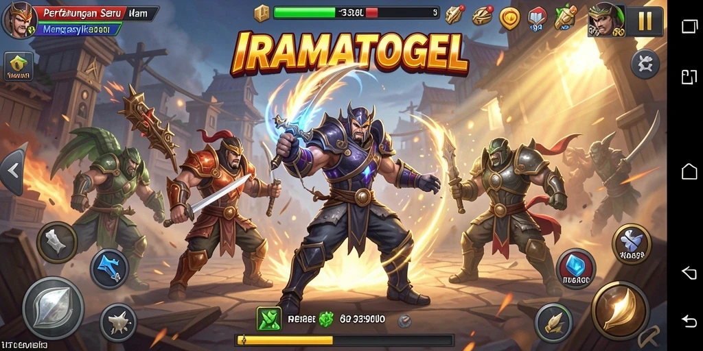 Tampilan gameplay seru dalam IRAMATOGEL saat bertarung.