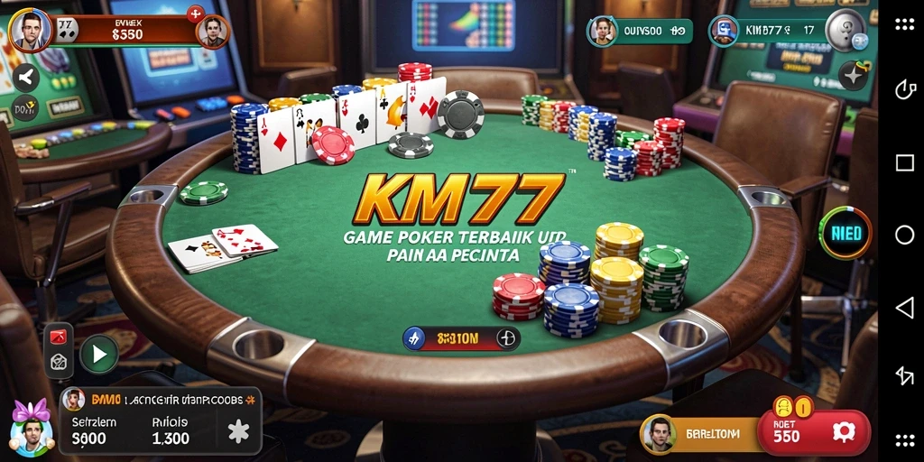 Tangkapan layar gameplay KM777 yang penuh aksi poker.