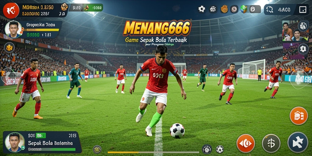 Screenshot gameplay MENANG666 menampilkan aksi pertandingan sepak bola yang mendebarkan.
