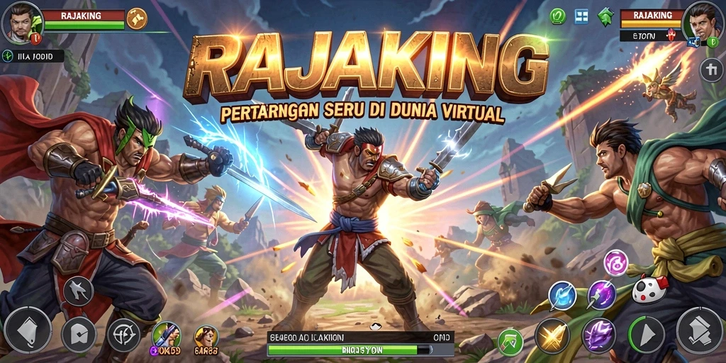 Tampilan dinamis dari pertarungan dalam game RAJAKING.