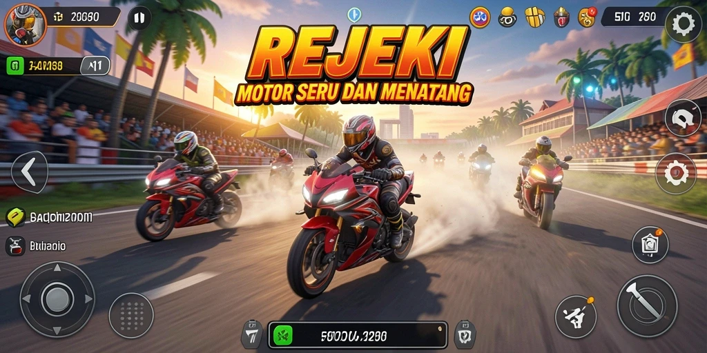 Gameplay balapan motor yang intens dan penuh aksi.