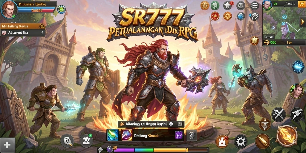 Screenshot SR777 menampilkan aksi seru dalam pertempuran RPG yang mendebarkan.