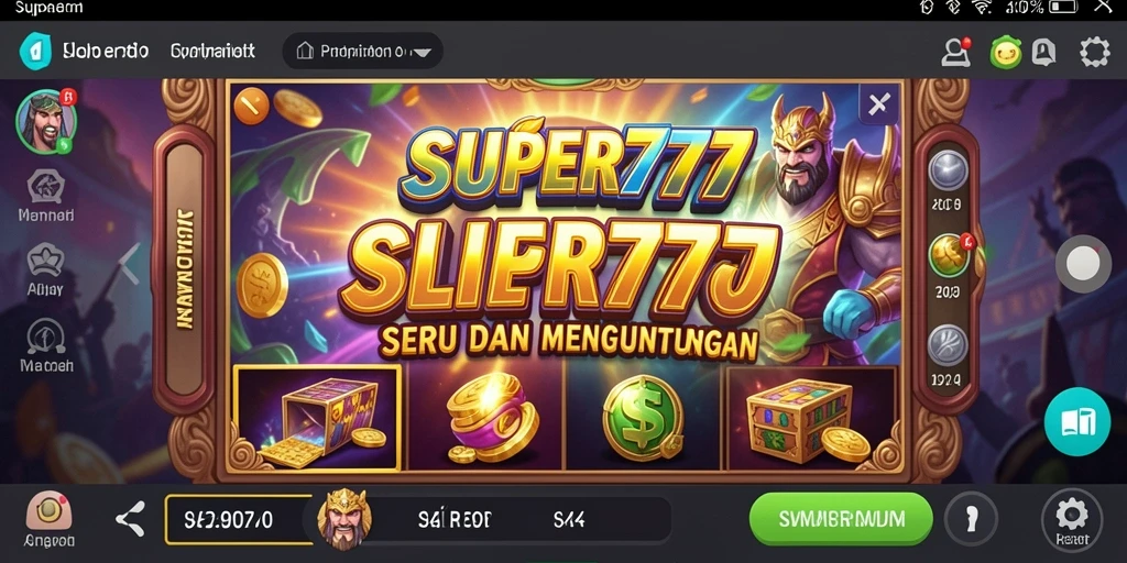 Tampilan gameplay utama SUPER777 yang penuh warna dan dinamis.