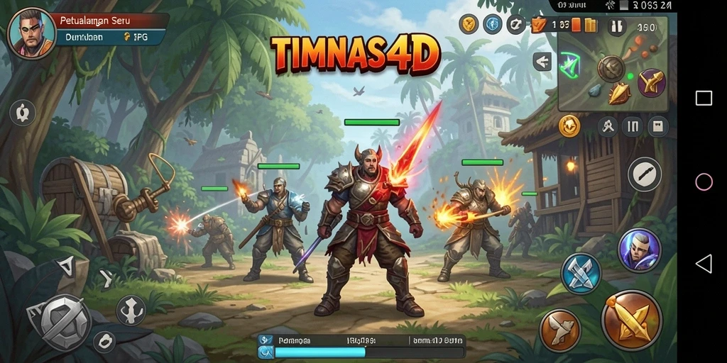 Tangkapan layar dari gameplay seru TIMNAS4D yang menggambarkan pertarungan RPG.