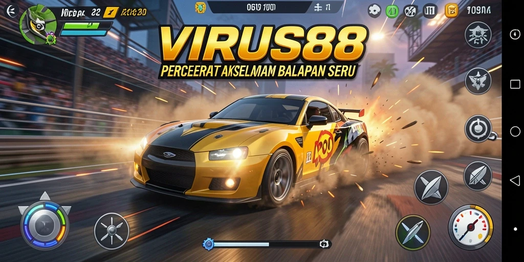 Tampilan gameplay balapan mendebarkan dari VIRUS88.